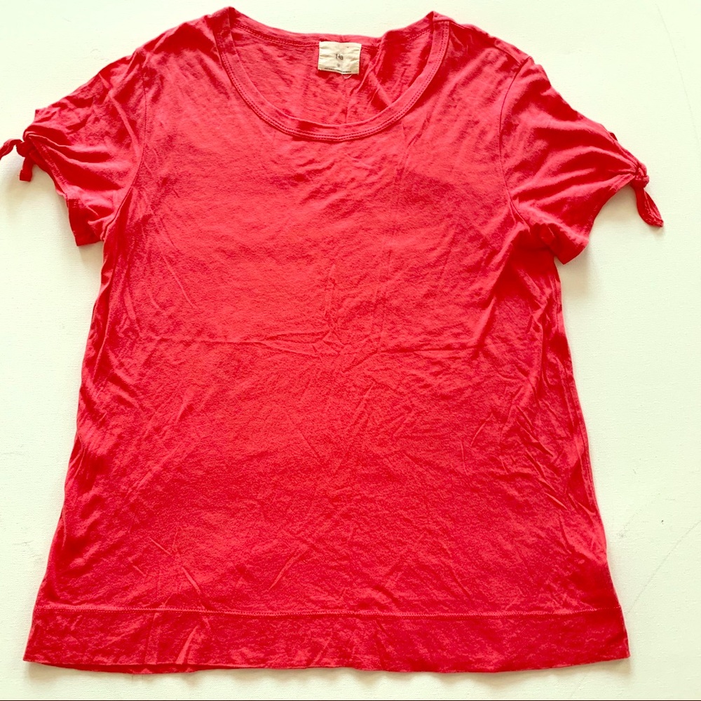 Anthropologie T.la pink t-shirt with tie at arms S